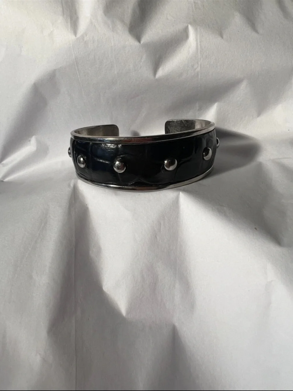 TOD’s Embossed Leather Studded Cuff Bracelet - Vintage Authentic